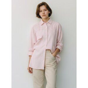 TOGETHER! Pink Embroidered Button Front Shirt Ladies Large